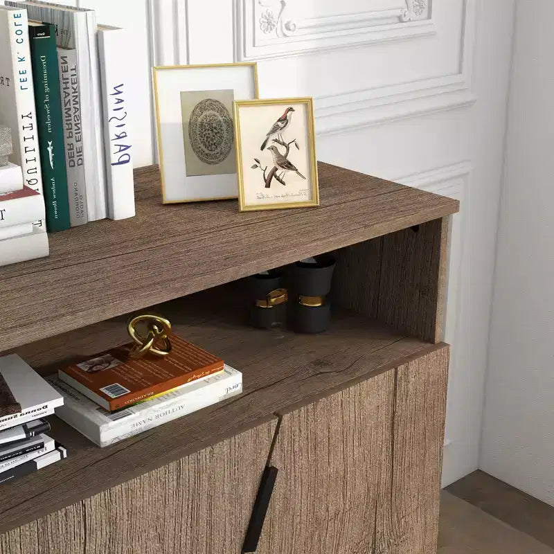 Buffet autoportant moderne en bois avec étagères réglables pour cuisine, salle à manger, salon,