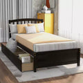 FAMYYT Twin Size Wood Platform Bed With 2 Storage Drawers, Easy Assembly