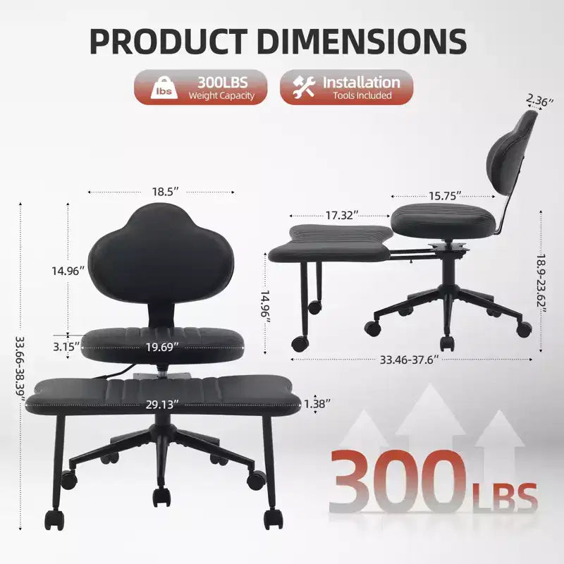 Chaise ergonomique pour méditation en tailleur, pivotante à 360° avec roulettes, assise réglable en hauteur pour la méditation, le TDAH et le yoga, pour le bureau à domicile