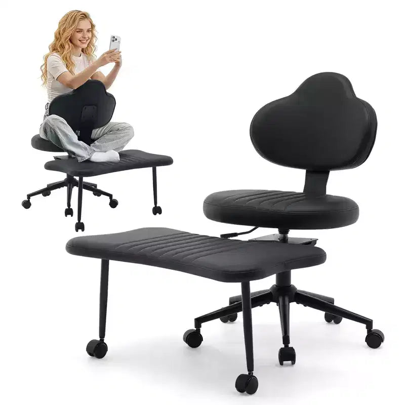 Chaise ergonomique pour méditation en tailleur, pivotante à 360° avec roulettes, assise réglable en hauteur pour la méditation, le TDAH et le yoga, pour le bureau à domicile