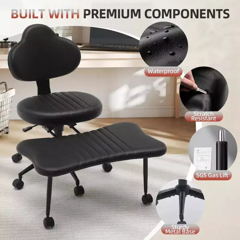 Chaise ergonomique pour méditation en tailleur, pivotante à 360° avec roulettes, assise réglable en hauteur pour la méditation, le TDAH et le yoga, pour le bureau à domicile