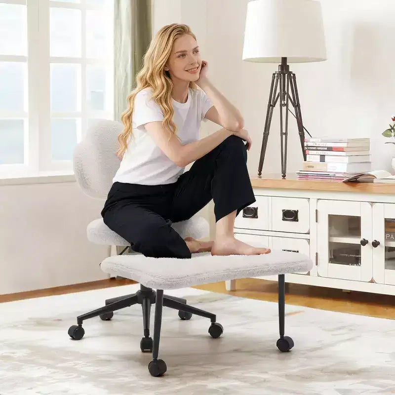 Chaise ergonomique pour méditation en tailleur, pivotante à 360° avec roulettes, assise réglable en hauteur pour la méditation, le TDAH et le yoga, pour le bureau à domicile