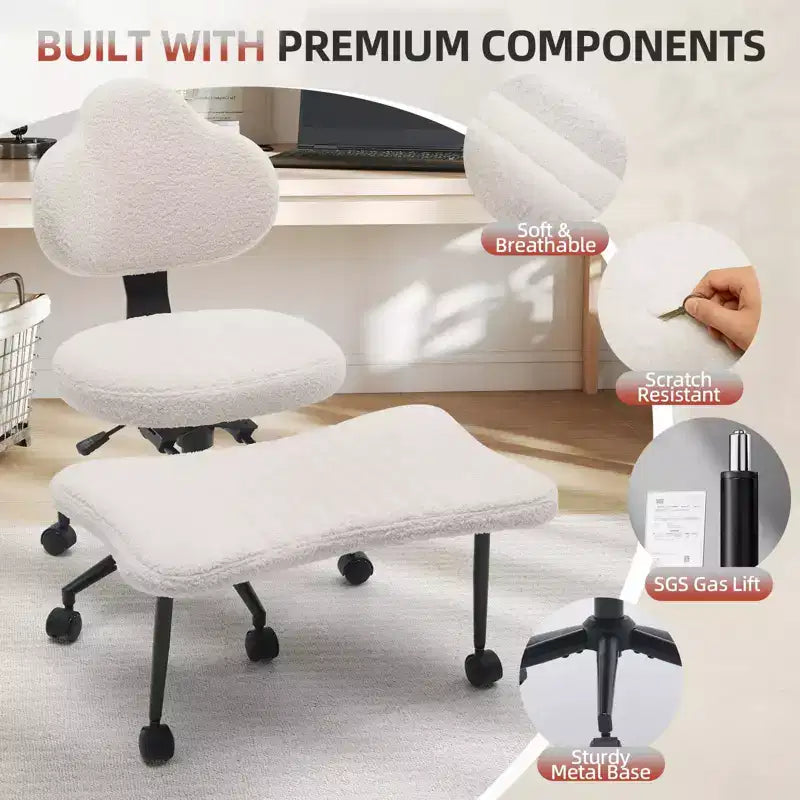 Chaise ergonomique pour méditation en tailleur, pivotante à 360° avec roulettes, assise réglable en hauteur pour la méditation, le TDAH et le yoga, pour le bureau à domicile