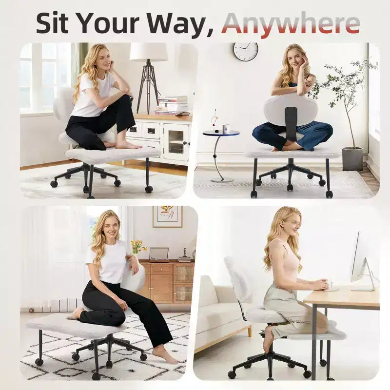 Chaise ergonomique pour méditation en tailleur, pivotante à 360° avec roulettes, assise réglable en hauteur pour la méditation, le TDAH et le yoga, pour le bureau à domicile