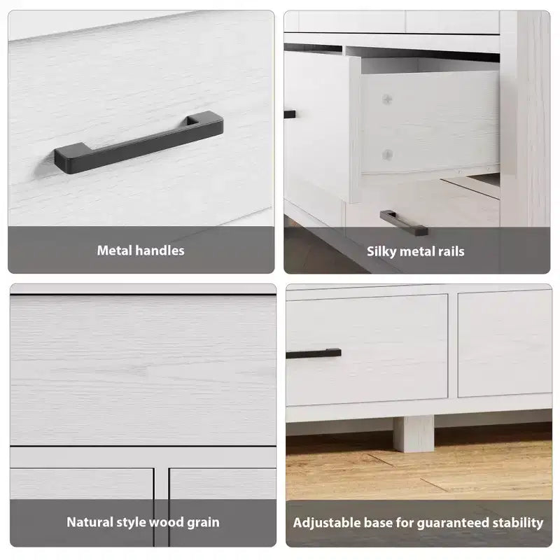 Commode moderne à 7 tiroirs, en bois avec poignées en métal, grande capacité de rangement, idéale pour la chambre, le salon, le couloir, la chambre de bébé