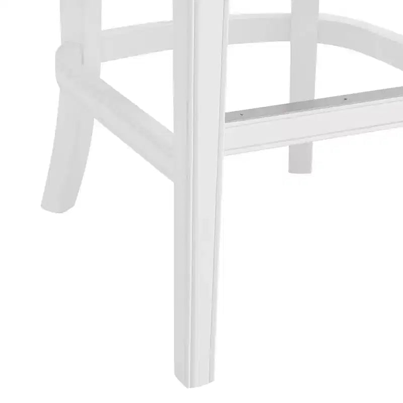 Tabouret de bar pivotant Miranda, hauteur comptoir, blanc : dossier rembourré, clouté