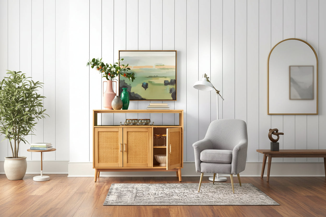 Enfilade : Buffet console, Étagères réglables