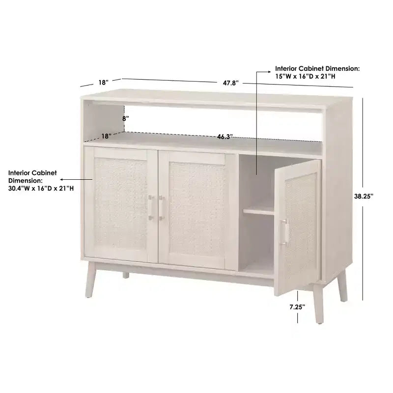 Enfilade : Buffet console, Étagères réglables