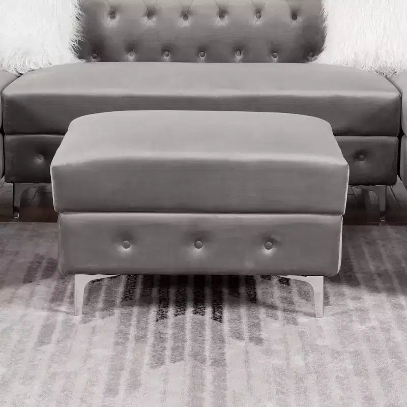 Pouf capitonné Glam gris