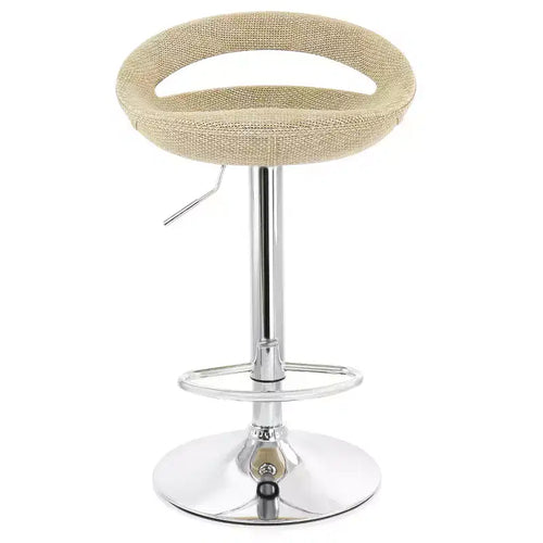 Tabouret de bar ajustable en rotin 2 pièces gris avec base chromée