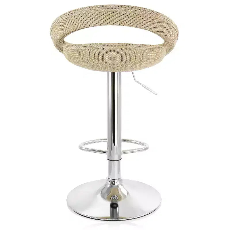Tabouret de bar ajustable en rotin 2 pièces gris avec base chromée