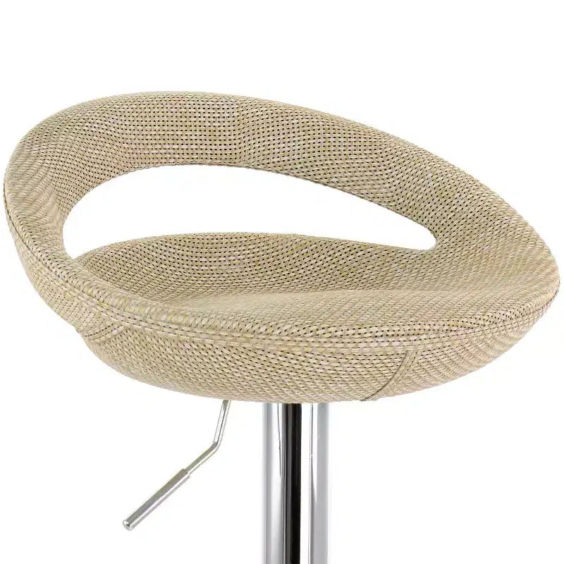 Tabouret de bar ajustable en rotin 2 pièces gris avec base chromée