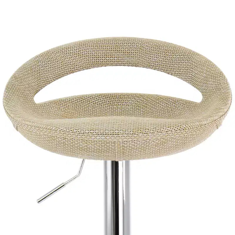 Tabouret de bar ajustable en rotin 2 pièces gris avec base chromée