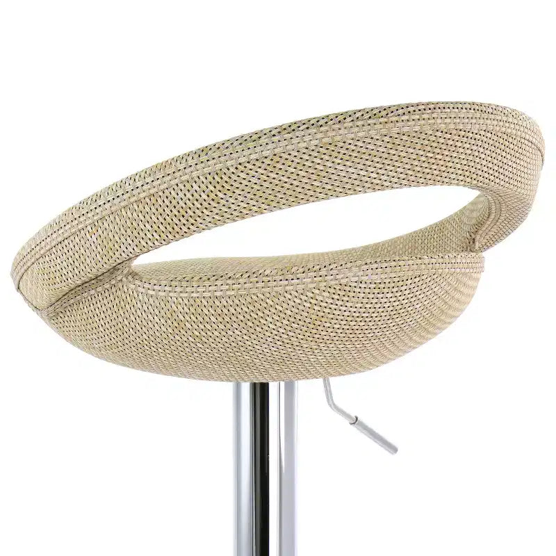 Tabouret de bar ajustable en rotin 2 pièces gris avec base chromée