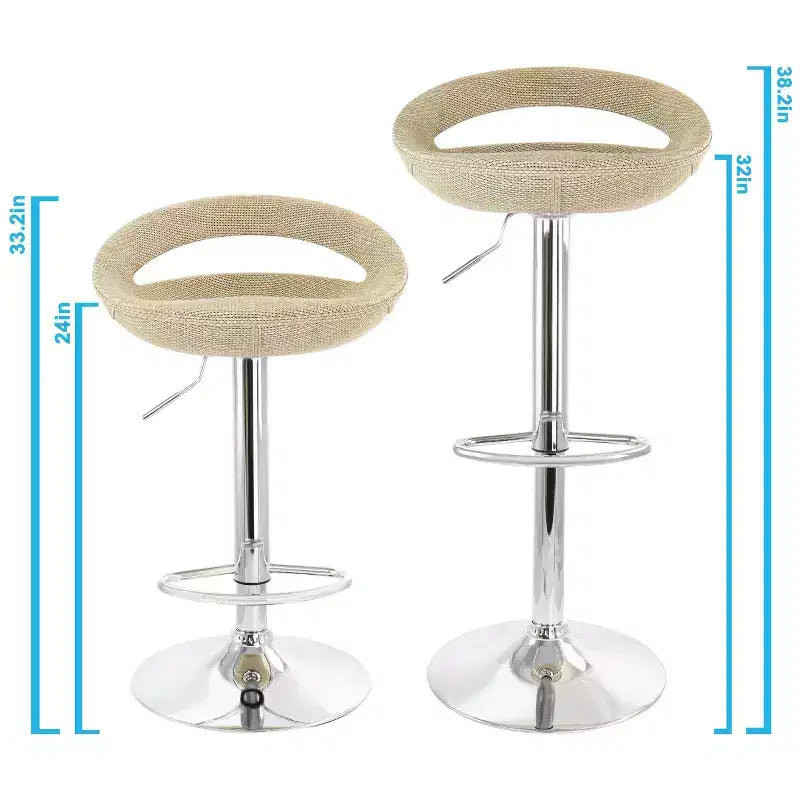 Tabouret de bar ajustable en rotin 2 pièces gris avec base chromée