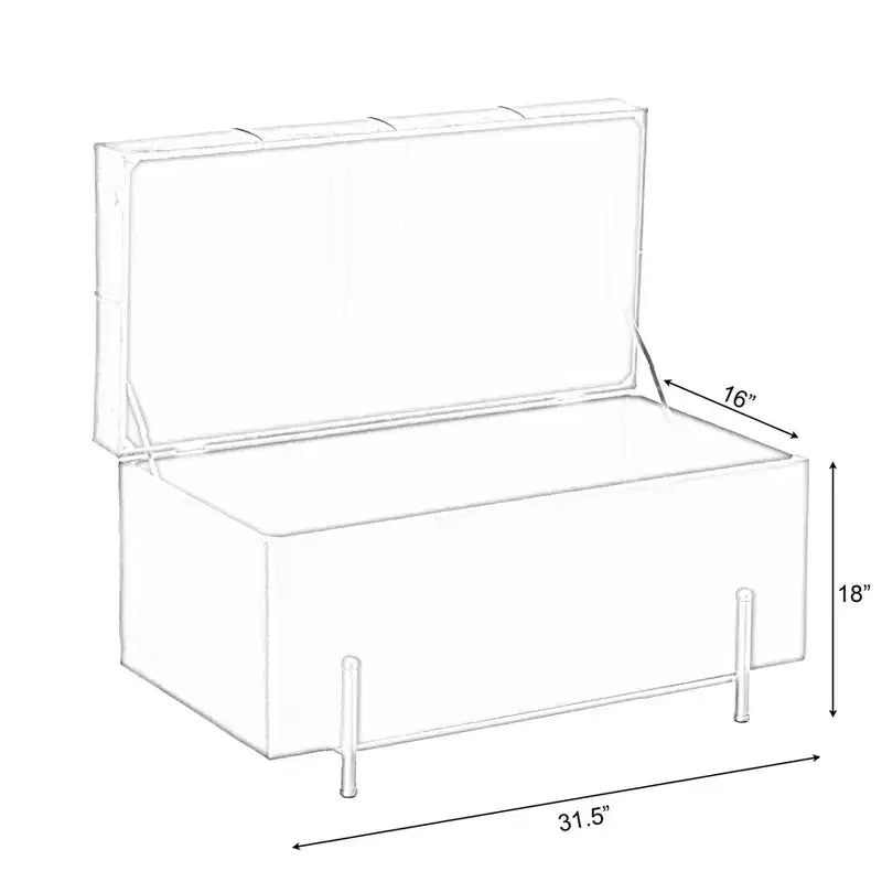 Grand pouf de rangement rectangulaire en velours avec pieds dorés | Banc d'assise pour la décoration de la maison du salon avec support cylindrique doré