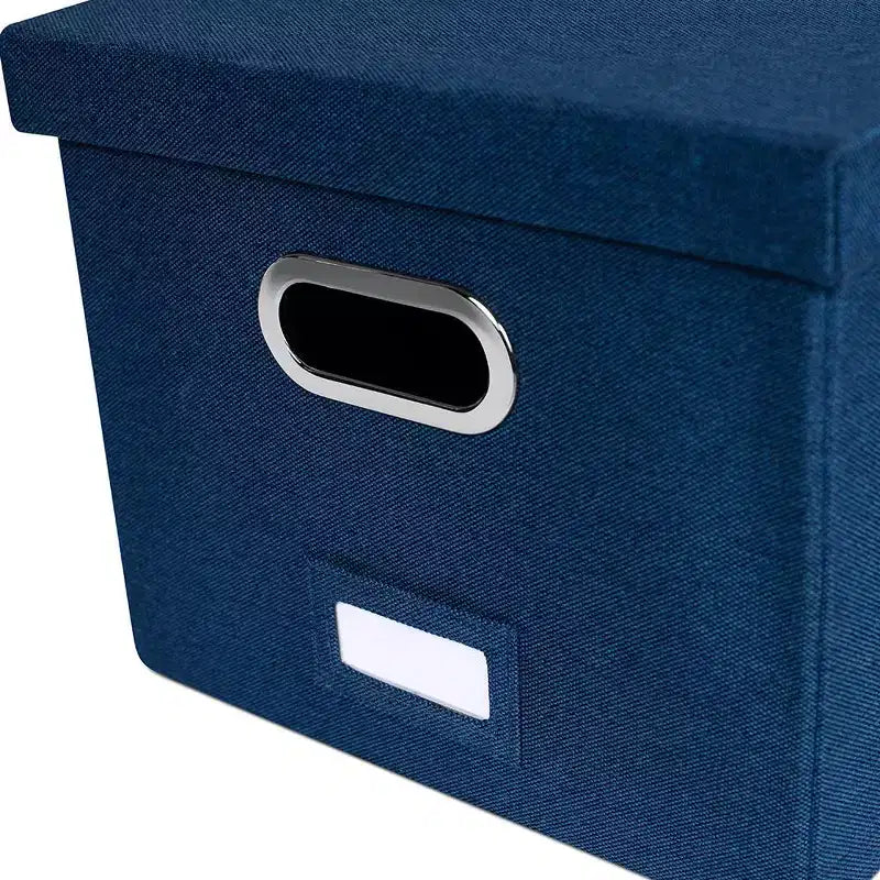 Organisateur de rangement de dossiers pliable 1 pièce avec couvercle - Bleu marine